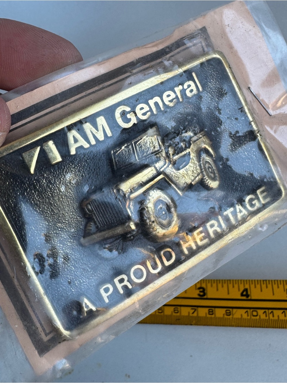 Vintage US Military JEEP Wrangler AM General Solid Brass Belt Buckle MINT NWT